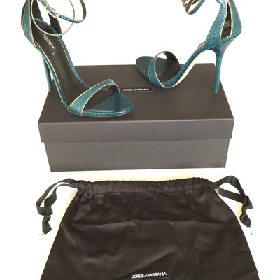 Dolce&gabbana iguana print leather ankle wrap sandal