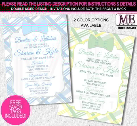 Bowtie Baby Shower Invitations, Baby Shower for Boys