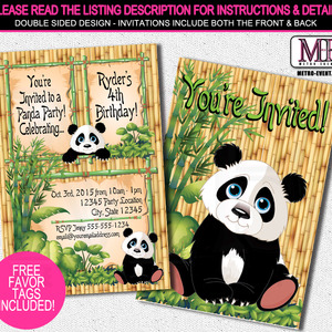 Panda birthday invitations - Thumbnail 1