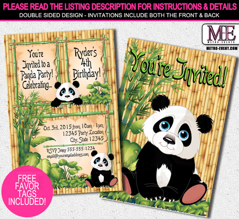 Panda Birthday Invitations