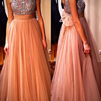 backless prom dresses,Sage A-line Scoop Tulle 2016 Prom Dresses Evening Dresses 6163 - Thumbnail 2