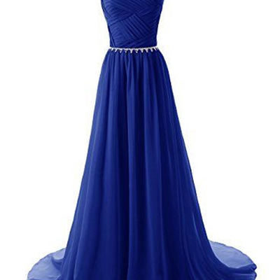 Prom dresses 2016,royal blue a-line bateau chiffon prom dresses evening dresses 6122