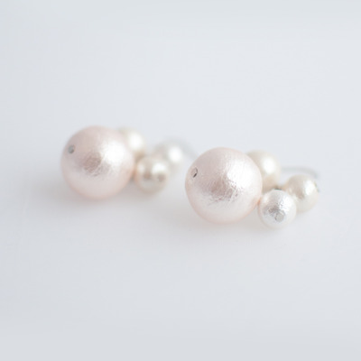 Japanese cotton pearl earrings er1060 - Thumbnail 1
