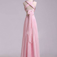 elegant prom dresses,Pink A-line Straps Sleeveless Chiffon With Rhinestone Prom Dresses Evening Dresses 1420 - Thumbnail 2