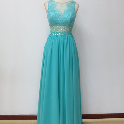 Blue prom dresses,blue a-line bateau chiffon lace 2016 prom dresses evening dresses 655