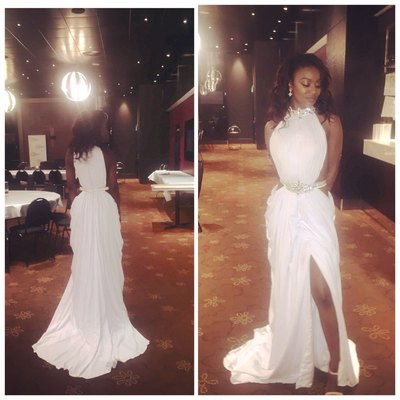 Prom dresses long,white long trumpet/mermaid high neck rhinestone long prom dresses evening dresses 006