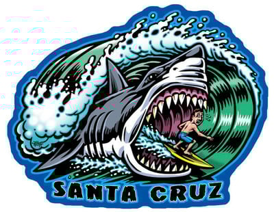 Santa Cruz Shark full color shaped vinyl sticker
