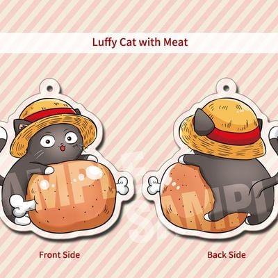 One piece cat acrylic charm- luffy with meat