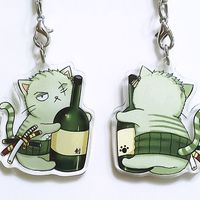 One Piece Cat Acrylic Charm- Zoro with Booze - Thumbnail 1
