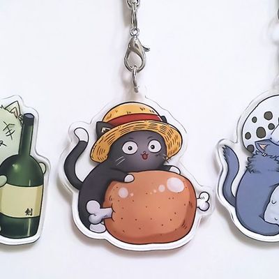 One piece cat acrylic charm- zoro with booze