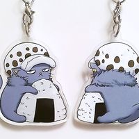 One Piece Cat Acrylic Charm- Law with Onigiri - Thumbnail 1