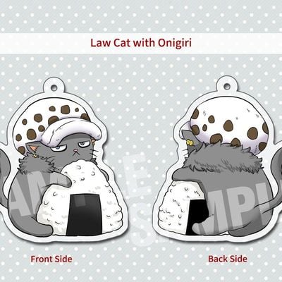One piece cat acrylic charm- law with onigiri