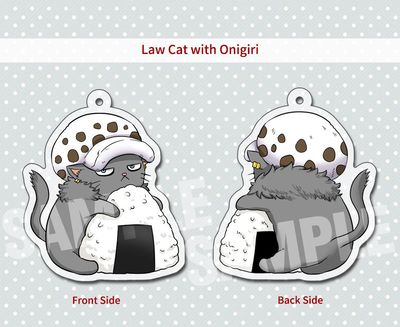 One Piece Cat Acrylic Charm- Law with Onigiri