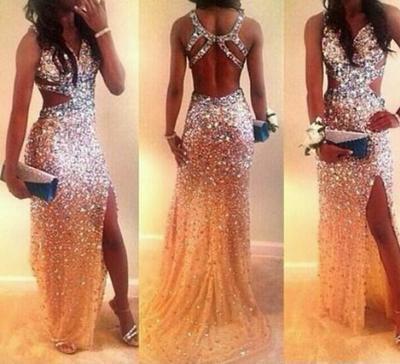 Long prom dresses, gorgeous prom dress, open back prom dress, sparkly prom dress, unique prom dress, most popular prom dress, evening dress, PD15238