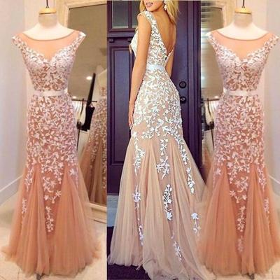 Long prom dresses, prom dress with applique, elegant prom dress, on sale prom dress, charming prom dress, formal prom dress, evening dress, pd15266