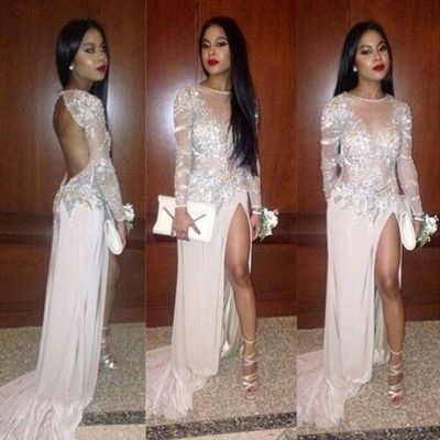 Long prom dresses, backless prom dress, split prom dress, long sleeve prom dress, junior prom dress, popular prom dress, shining prom dress, pd15341