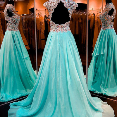 Mint prom dresses,mint a-line high neck chiffon prom dresses evening dresses 8675