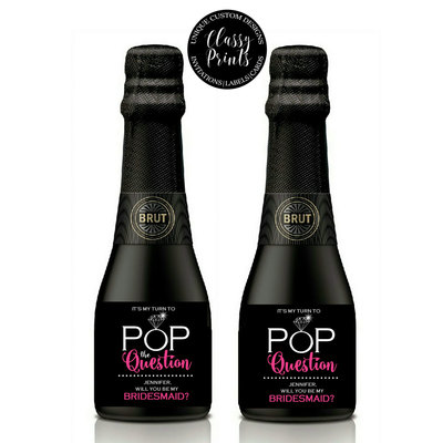 Will you be my maid of honor mini champagne labels - will you be my bridesmaid - custom wine label- bridesmaid gift - Thumbnail 4