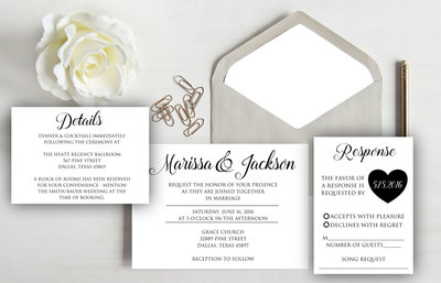 Printable Wedding Invitation - Calligraphy Wedding Invitation - Black &White Wedding Invitation - Black and White Wedding Invitation