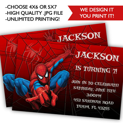 Spider Man Birthday Invitations - Printable Spider Man Birthday - Spider Man Birthday