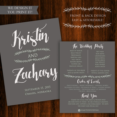 Printable Wedding Program - DIY Wedding Program - Wedding Program Template - Rustic Wedding Program - Shabby Chic Wedding Program
