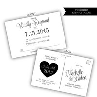 DIY Wedding Invitations - Calligraphy Wedding Invitation - Black &White Wedding Invitation - Black and White Wedding Invitation - Thumbnail 2