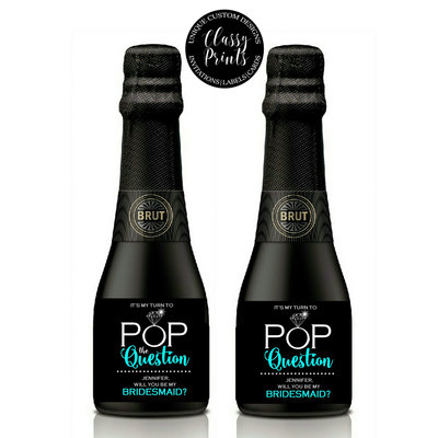 Will you be my maid of honor mini champagne labels - will you be my bridesmaid - custom wine label- bridesmaid gift - Thumbnail 2