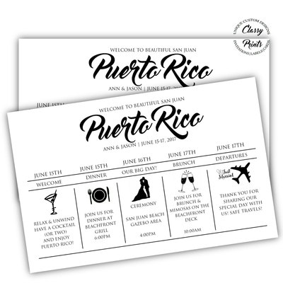 Printable Wedding Program - Destination Wedding  - Welcome Bag - DIY Wedding Program - Wedding Welcome Bags