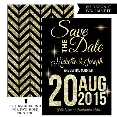 Glitter Save The Date - Gold Save the Date - Glitter Wedding