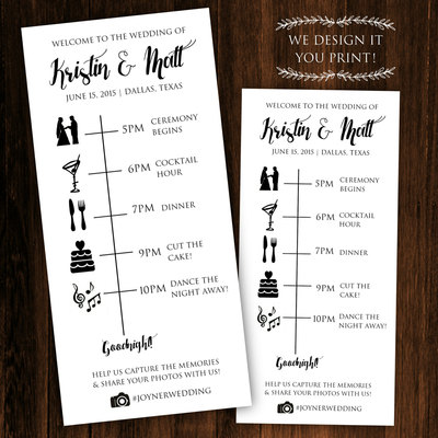 Printable wedding timeline - printable wedding itinerary - wedding itinerary template - wedding program