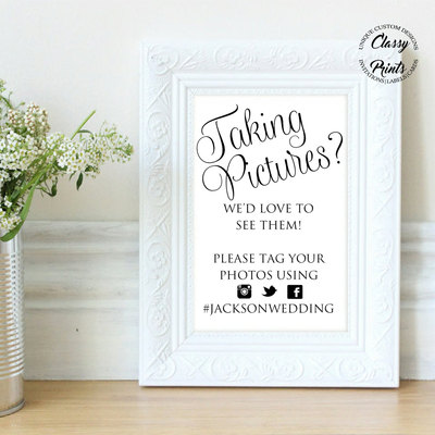 Printable wedding sign - wedding sign - black &white wedding sign - diy wedding social media sign