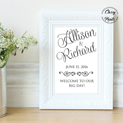 Printable wedding sign - wedding welcome sign - black &white wedding sign - diy wedding welcom sign