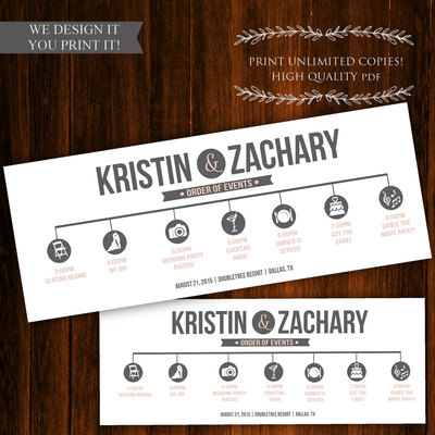 Printable Wedding Timeline - Printable Wedding Itinerary - Wedding Itinerary Template - Wedding Program