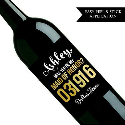 Will you be my bridesmaid wine label - will you be my maid of honor - custom wine label - Thumbnail 3