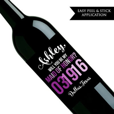 Will you be my bridesmaid wine label - will you be my maid of honor - custom wine label - Thumbnail 5