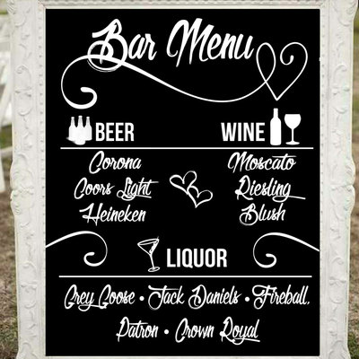 Wedding bar menu - printable bar menu - bar sign