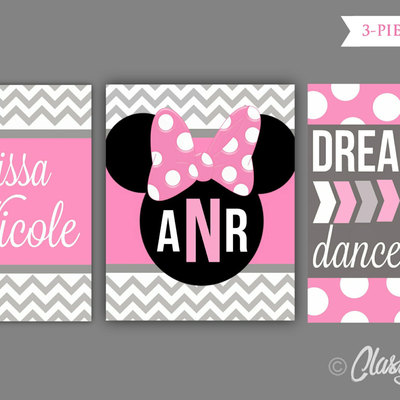 Nursery wall art - printable nursery wall art - minnie mouse nursery decor