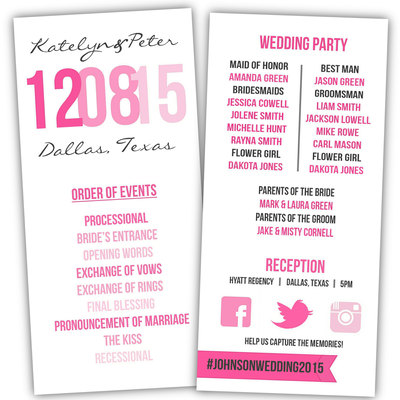 Printable wedding program - diy wedding program - wedding program template - modern wedding program