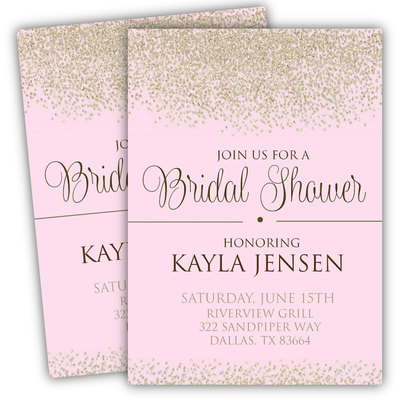 Bridal shower invitation - glitter bridal shower invitation - blush bridal shower invitation