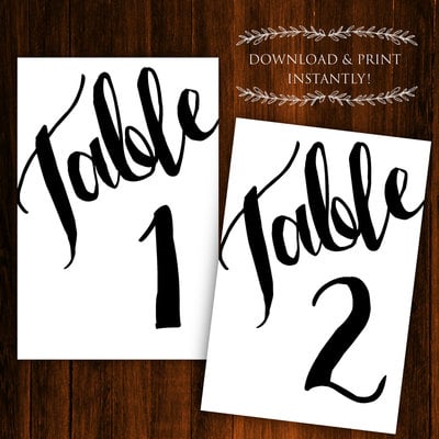 Printable table numbers - wedding table numbers - diy table numbers