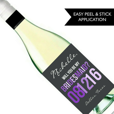 Will you be my bridesmaid wine label - will you be my maid of honor - purple wine label - Thumbnail 4