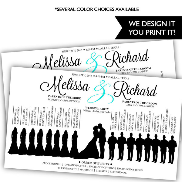 Silhouette Wedding Program - Printable Silhouette Wedding Program - Printable Wedding Program