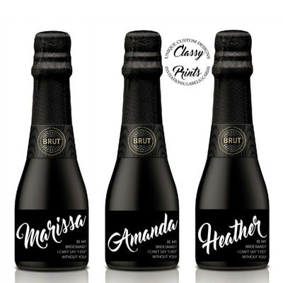 Will you be my maid of honor mini champagne labels - will you be my bridesmaid - mini wine label- bridesmaid gift - Thumbnail 2