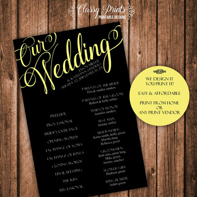 Printable Wedding Program - Wedding Program Template - DIY Wedding Program - Rustic Wedding Program