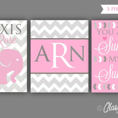 Nursery wall art - printable nursery wall art - elephant nursery decor