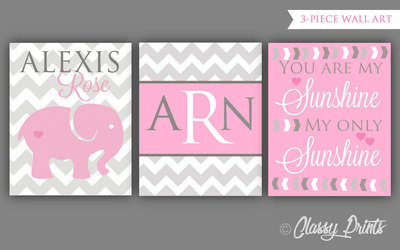 Nursery wall art - Printable Nursery Wall Art - Elephant Nursery Decor