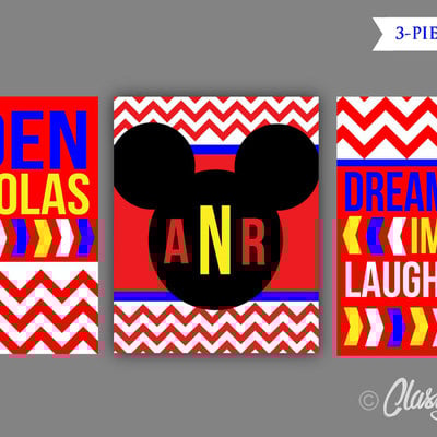 Nursery wall art - printable nursery wall art - mickey mouse nursery decor