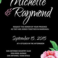 Printable Wedding Invitation - Rustic Wedding Invitation - Floral Chic Wedding Invitation - Thumbnail 1