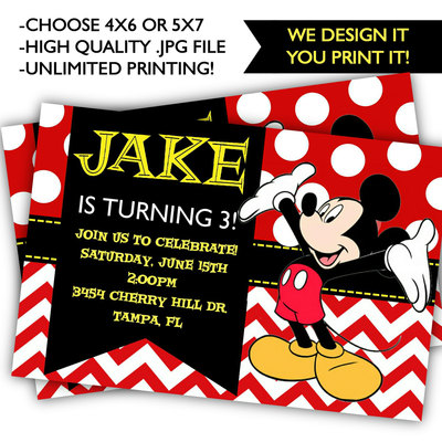 Mickey mouse birthday invitations - printable mickey birthday - mickey birthday