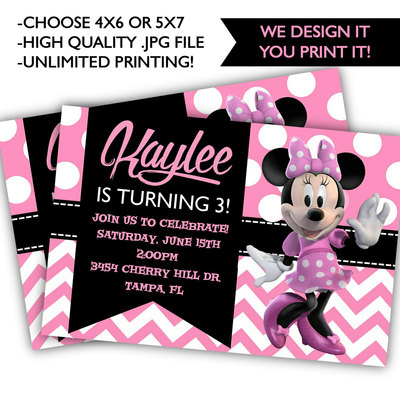 Minnie mouse birthday invitations - printable minnie birthday - minnie birthday